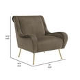 thumbnail image 5 of Rik 31 Inch Accent Armchair- Metal Legs- Velvet- Truffle Brown and Gold, 5 of 5
