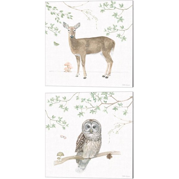 Great Art Now Woodland Love A by Beth Grove 2 Piece Canvas Art Set Each 14"W x 14H"