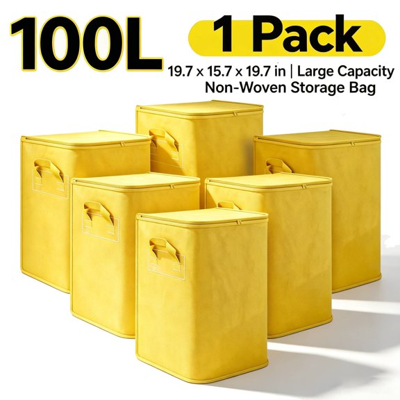 100L Large Foldable Clothes Storage Bag, Fabric Storage Bin Closet Organizer with Reinforced Handles for Blankets, Comforters, Bedding, Home Dorm(1 Pack), by Zovey