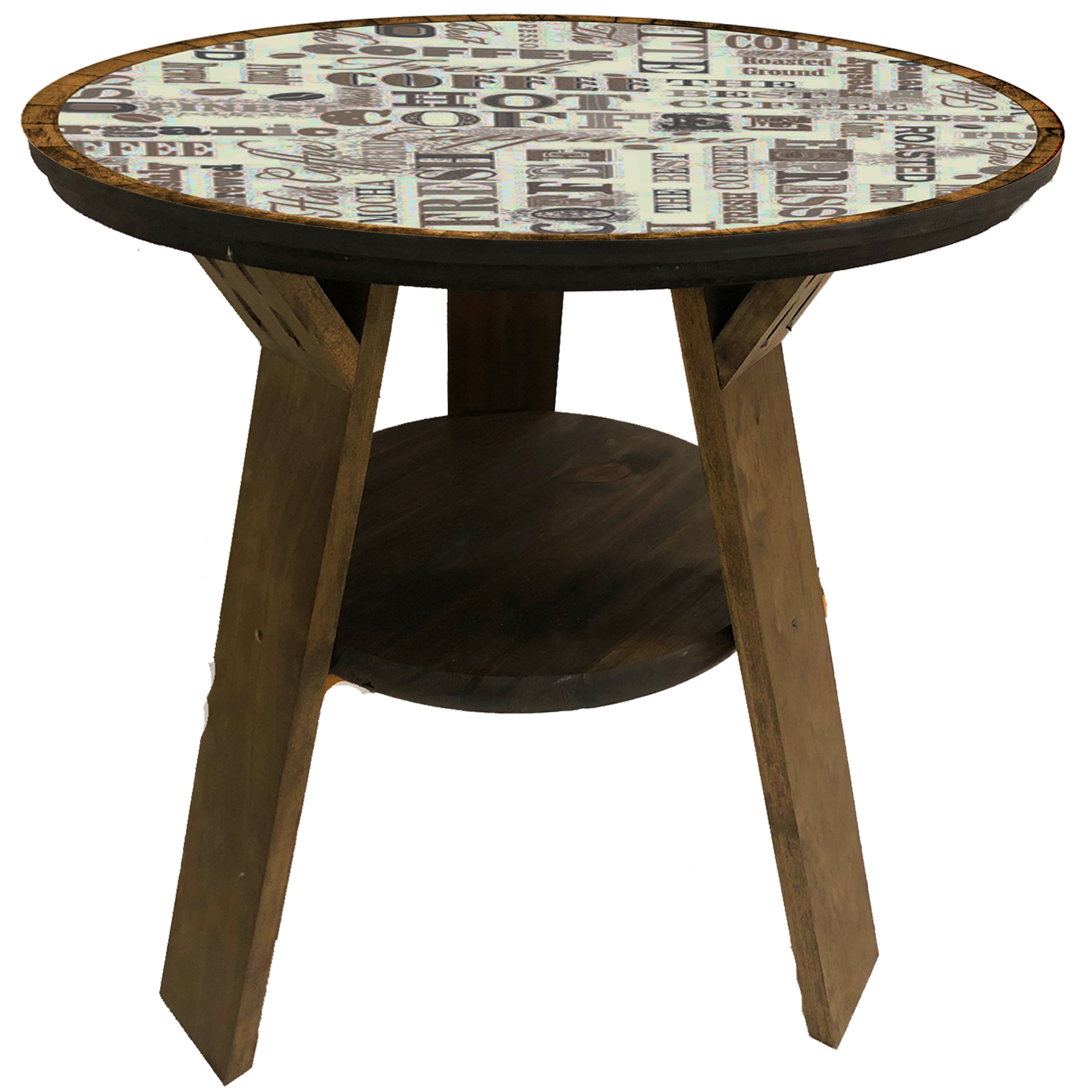Rustic Farmhouse Café Round Tables Roasted Coffee Table 22 Inches