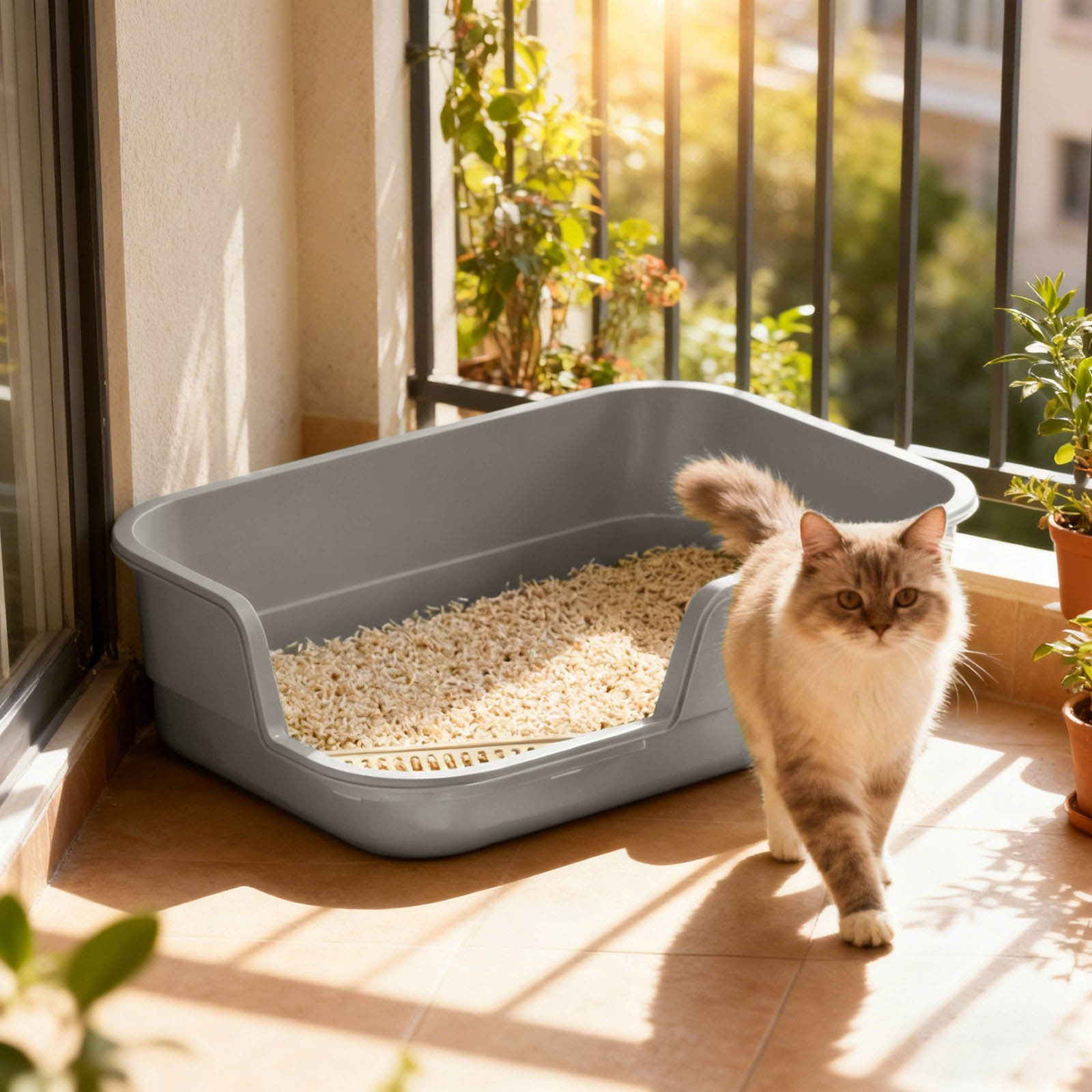 Extra Large Cat Litter Box Semi Enclosed High Edge Anti Scatter Durable Easy Clean Indoor Cats Multi Pet Households Tray