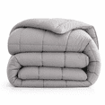 thumbnail image 3 of Evolive All Season Pre Washed Soft Microfiber White Goose Down Alternative Comforter with Box Stitching (Grey, Full/Queen), 3 of 9