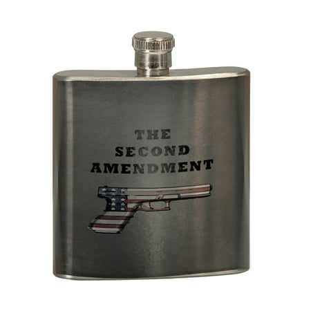 KuzmarK 6 oz. Stainless Steel Pocket Hip Liquor Flask - Second Amendment American Flag