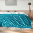 thumbnail image 3 of Cozy Comfort Sherpa Fleece Throw Blanket Teal - Thick and Warm Blankets, Soft Fuzzy Throw,50x60 inches, 3 of 7
