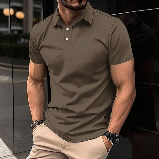 pstuiky Camisas de manga corta para hombre, Camiseta informal de manga corta con cuello vuelto y botones para hombre camisas casuales para hombre m