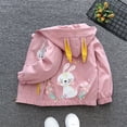 thumbnail image 2 of Boys & Girls Cartoon Rabbit Cute Jackets Spring Zip Hooded Windbreaker Cute Easter Outfits Color Pink Size 12-18 Months, 2 of 9