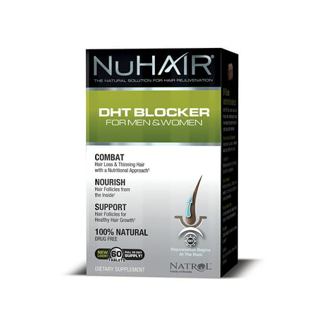 Nu Hair DHT Blocker Hair Regrowth Support Formula Tablets, 60 Count Bottle, Intensive nourishment to revitalize the scalp and enhance hair growth By NuHair From