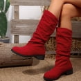 thumbnail image 6 of Women's Casual Mid Calf Boots, Plus Size Suede Round Toe Slouch Design with Breathable Lining, Trendy Boots for Daily Leisure Gift, 6 of 9