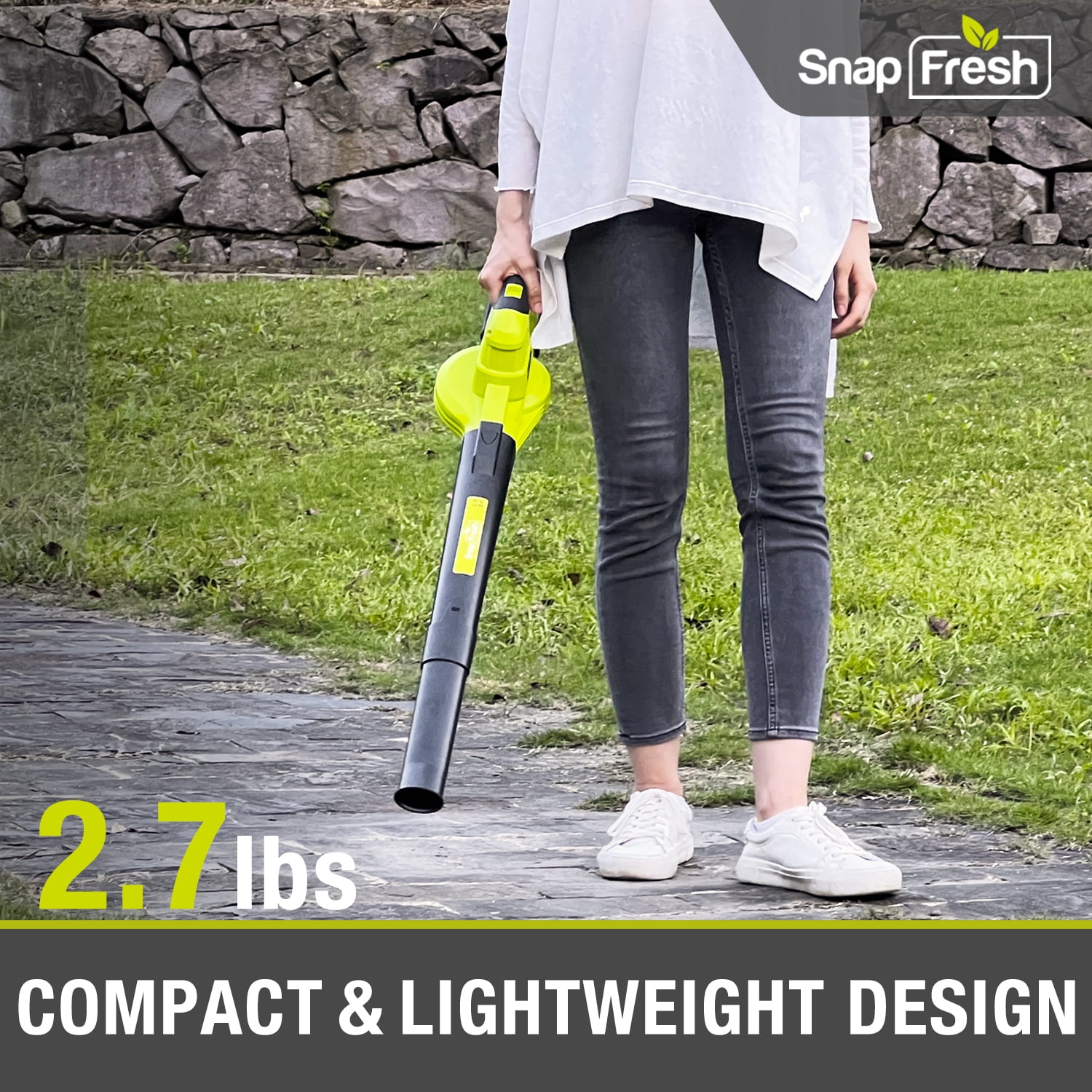 SnapFresh 20V Cordless Leaf Blower 130MPH 140CFM w/2.0Ah Battery & Charger Lightweight（Green)