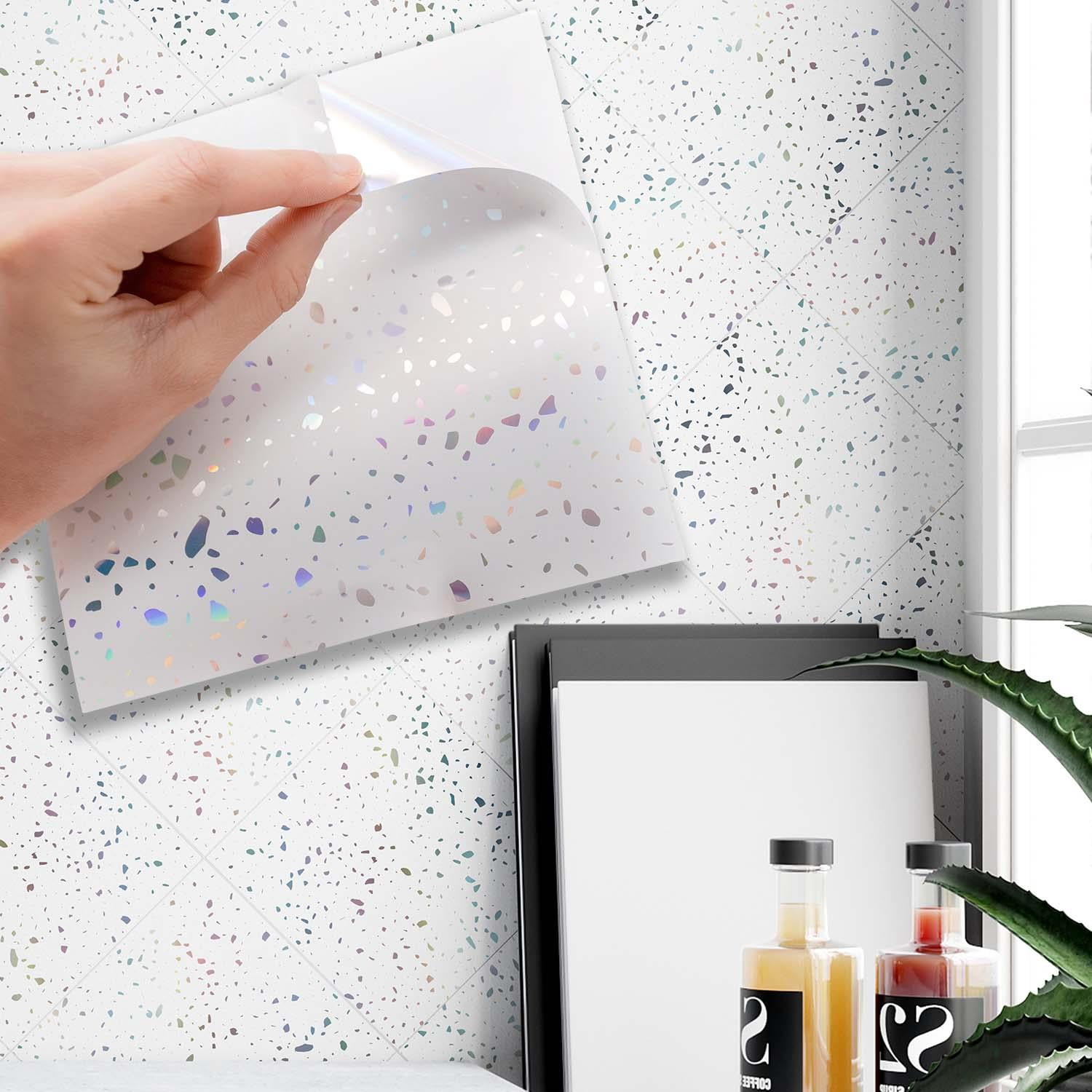 Walplus Peel and Stick Backsplash Terrazzo Holographic Glitter Wall