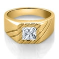 thumbnail image 2 of Gem Stone King 1.25 Ct Princess White Zirconia 18K Yellow Gold Plated Silver Men's Ring (Size 12), 2 of 3