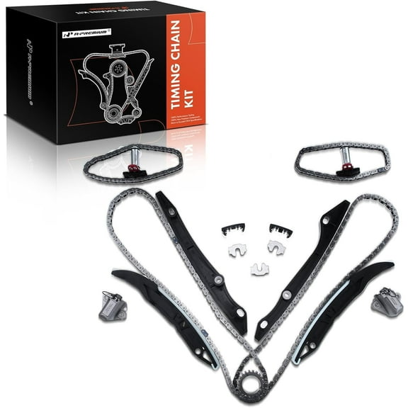 A-Premium 13PCS Engine Timing Chain Kit W/Tensioner & Guide & Crank Sprocket [fits DOHC, 8Cyl 5.0L] Compatible with Ford F-150 2011-2015, Mustang 2011-2015, Replace# C9128, S1289, 9-5740, 9-5736