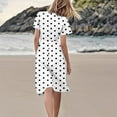 thumbnail image 3 of Polka Dot Dresses for Women 2025 Summer Short Sleeve Midi Dress Casual Loose A Line Beach Vacation Sun Dresses, 3 of 5