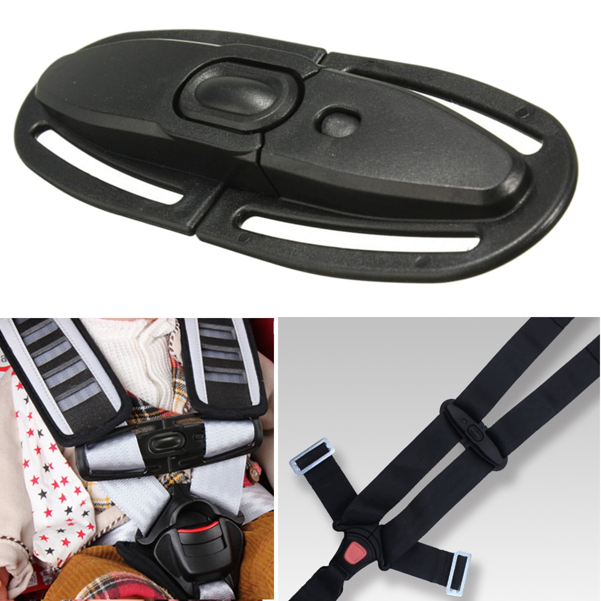 Car Baby Safety Seat Belt Strap Seatbelt Lock Buckle Latch Harness Chest Clip Children Kid Child Replacement Universal