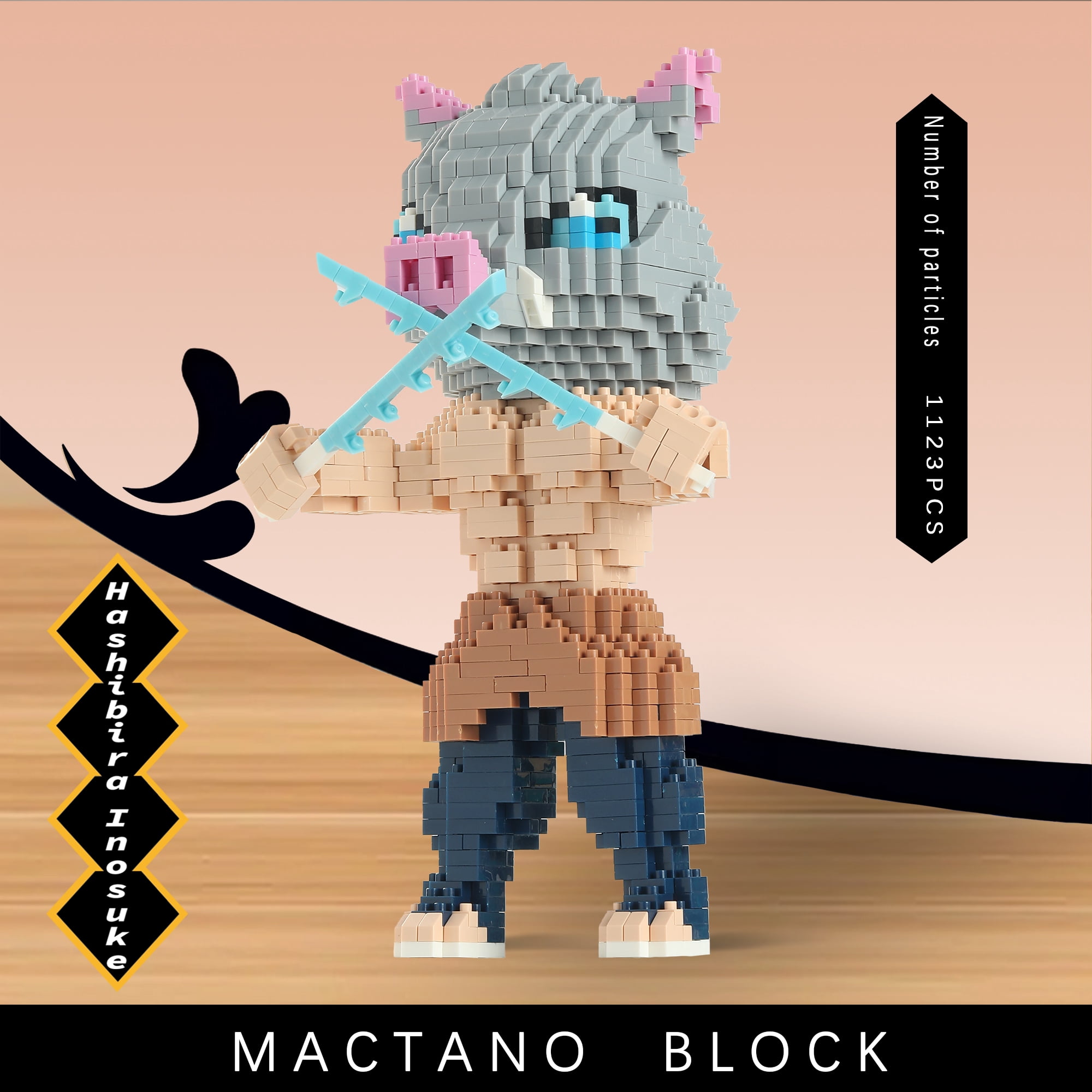 MACTANO Anime Demon Figure Micro Mini Building Set Slayer Inosuke Building Kit Plastic Toy for Kid