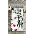 thumbnail image 3 of Ambesonne Traditional Quilted Bedspread Set 2 Pcs, Natural Spring Buds, Twin Size, Dark Green and Fuchsia, 3 of 3
