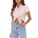 thumbnail image 4 of CAMISA CORTA DE MUJER CON BOTONES Y TIE FRONTAL A RAYAS L ROSA, 4 of 6