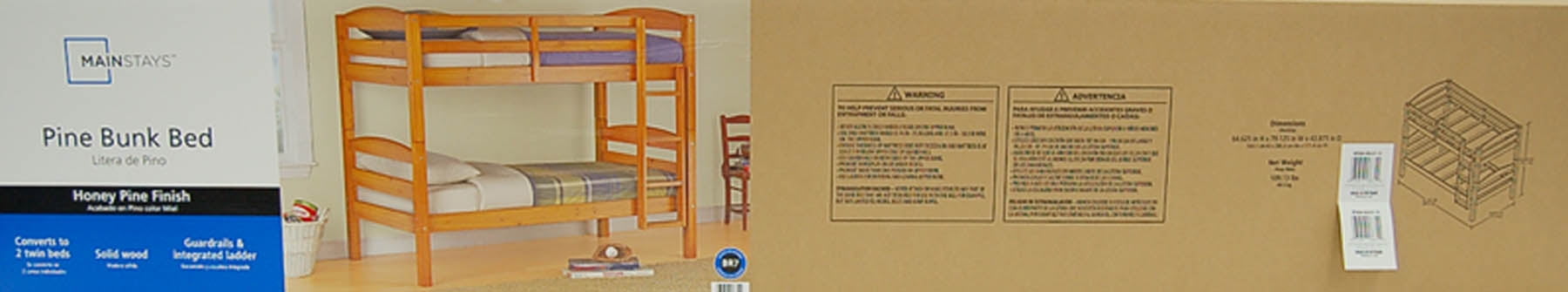 mainstays bunkbed in pine finish - walmart mainstays bunkbed in pine finish - walmart