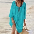 thumbnail image 2 of PEASKJP Paréo pour Femmes Manches Courtes Robe Tunique de Plage, Rose A, 2 of 4