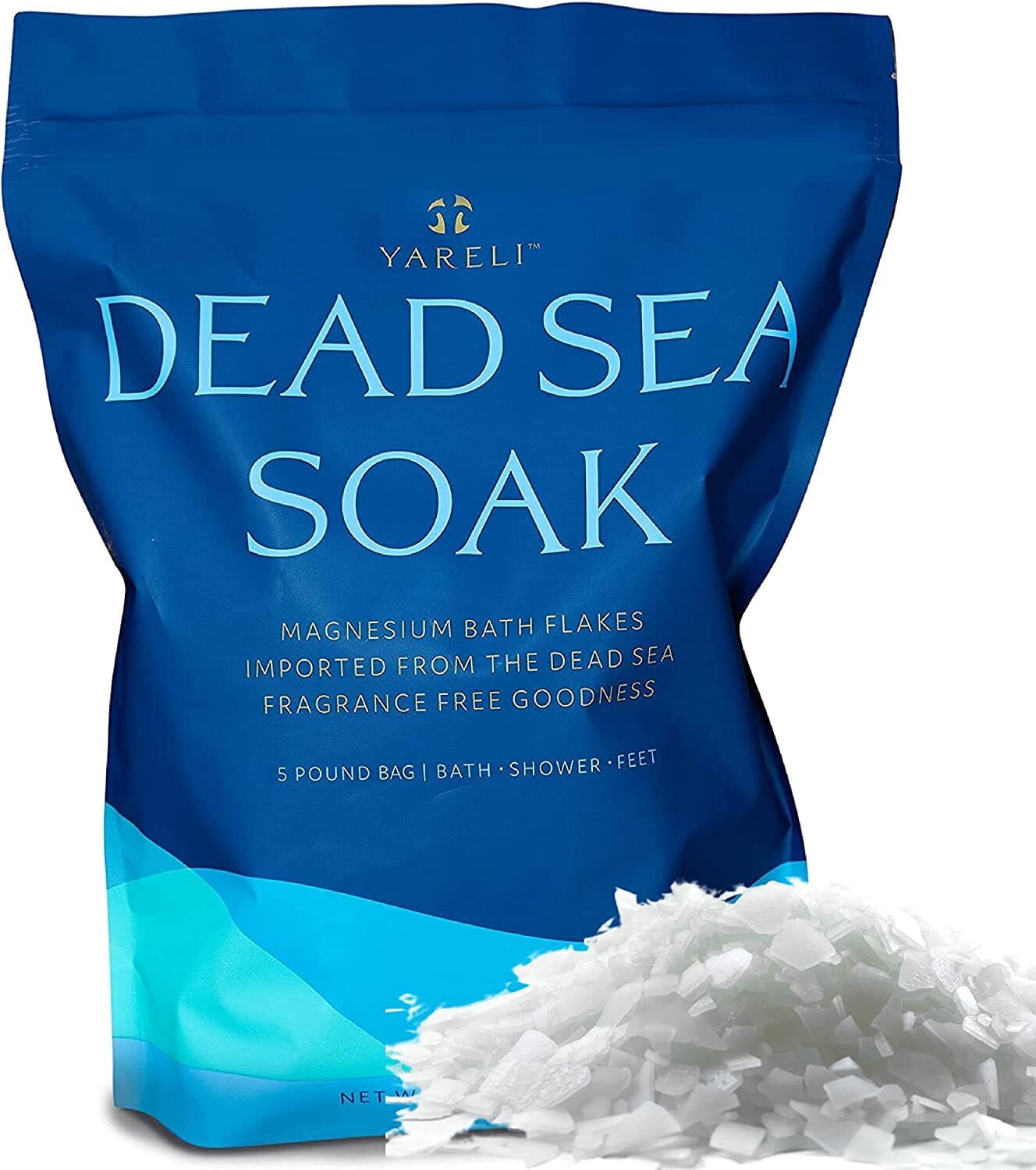 Yareli Dead Sea Bath & Foot Soak, Magnesium Bath Salt Flakes, 5lb