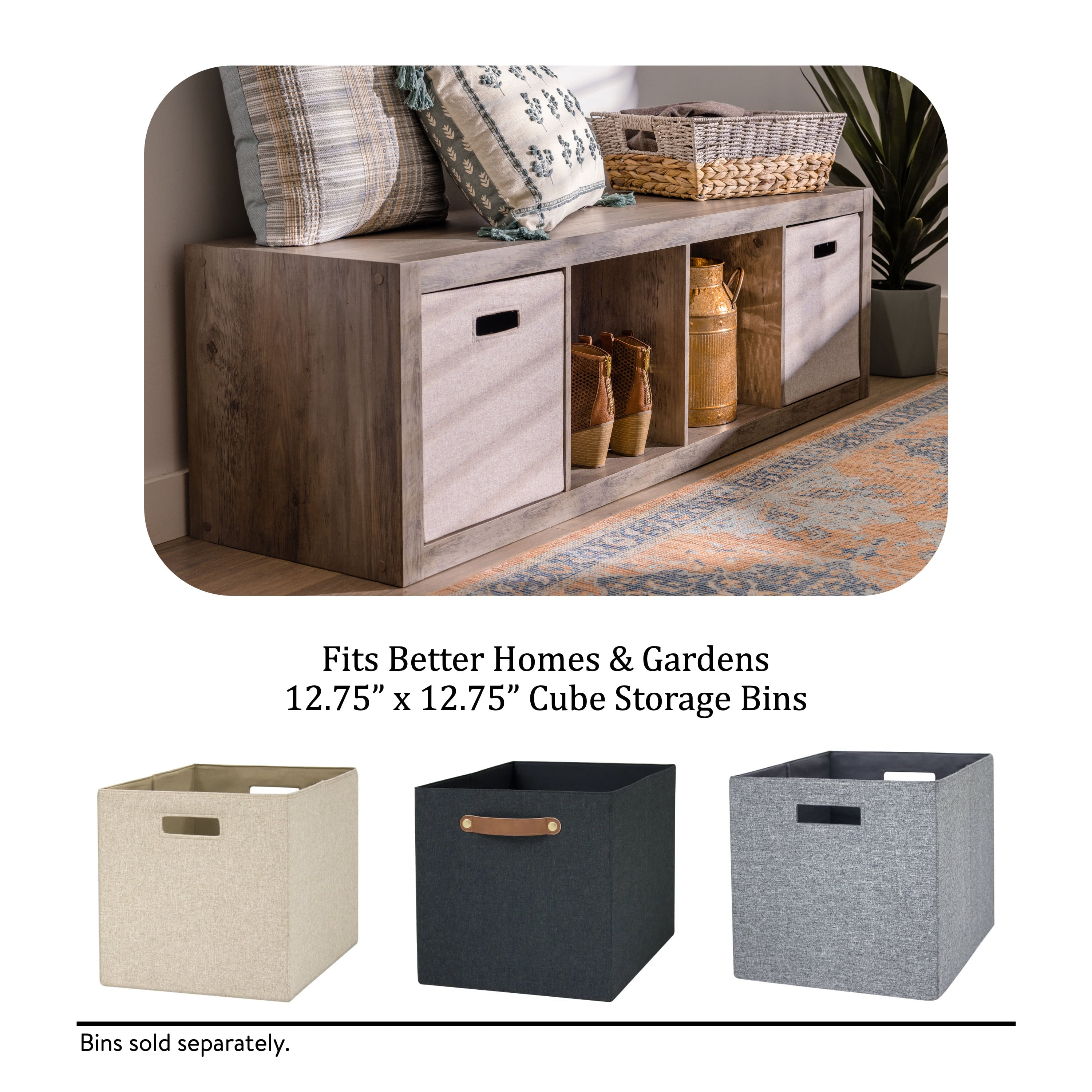 Better Homes & Gardens 4 Cube Vertical Storage Organizer, Rustic Gray