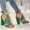 Green_001, variant on Sandals For Women Ladies Fashion High Heels Causal Shoes Strap Singles Brown 7.5(38)