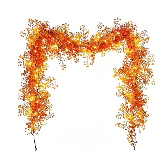71 Inch LED Glowing Black Ivy Garland, Artificial Hanging Yellow Fern Greenery Vines with Lights, Fake Leaves Swag for Halloween Thanksgiving Indoor Outdoor Garden Wall Party Decor