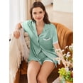 thumbnail image 5 of Ekouaer Womens Short Sleeve Pajamas Set Soft Sleepwear Button Down Lounge Set Lace Top and Shorts Pj Nightwear, 5 of 6