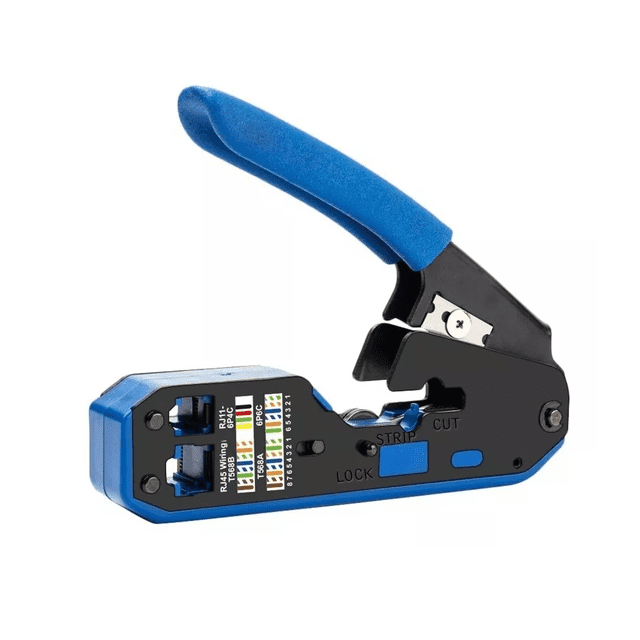 Pinza Pelacables De Cable Red Rj45 Cat6 Cat5e Cat5 Rj11 Rj12 negro/azul