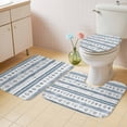 thumbnail image 4 of Retro Blue Grey Bathroom Rugs Set Country Farm Geometric Art Hand Painted Pattern Non Slip Absorbent Soft Bath Mats 3 Piece Set with Bathroom Rug, U-Shaped Floor Mat, Toilet Seat Cover Large Size, 4 of 9