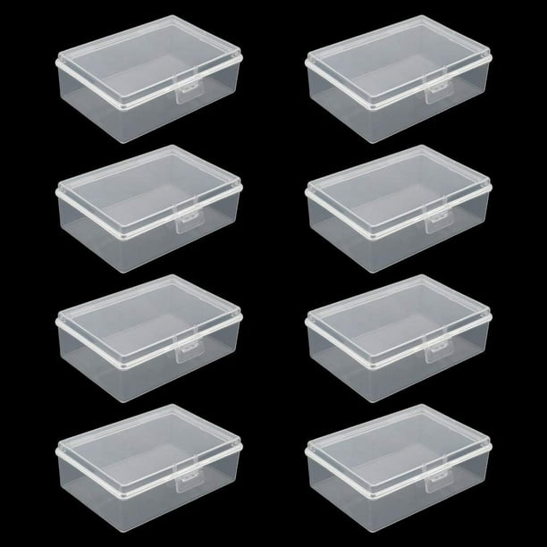 Pieces Caja de Almacenamiento Pequeña de Plástico con Tapa, 93 x 66 x 32 mm, Mini Contenedor de Almacenamiento Transparente Rectangular para guardar cosas pequeñas como accesorios o refrigerios