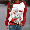 thumbnail image 1 of ICHUANYI Liquidación Camiseta de Blusa Superior con Cuello Redondo y Estampado navideño de Manga Informal para Mujer ICHUANYI WER202308245215, 1 of 5