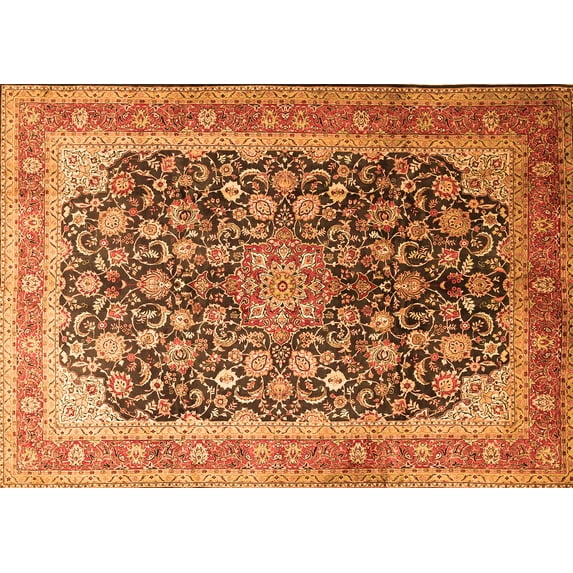 Ahgly Company Indoor Rectangle Medallion Orange Traditional Area Rugs, 5' x 7'