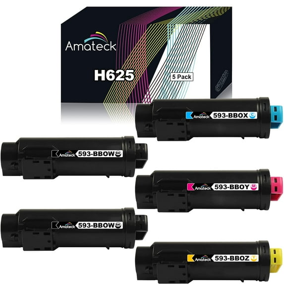 Amateck Compatible Toner Cartridge Replacement for Dell 593 BBOW BBOX Bboy BBOZ 5 Pack for H625cdw,H825cdw,S2825cdn