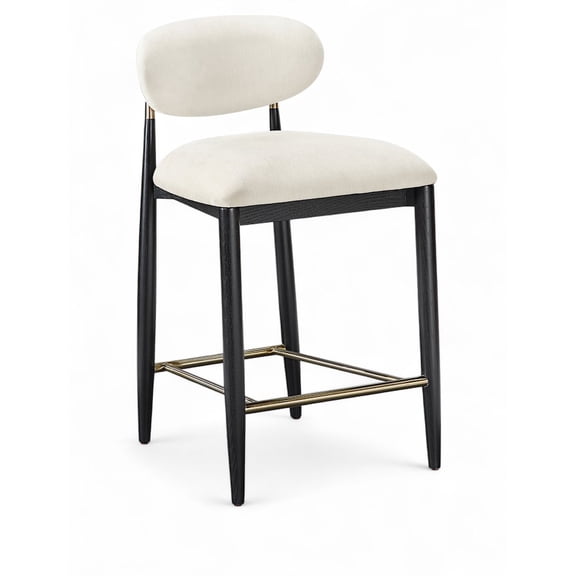 Meridian Furniture Riccio Cream Performance Fabric Upholstered Stool