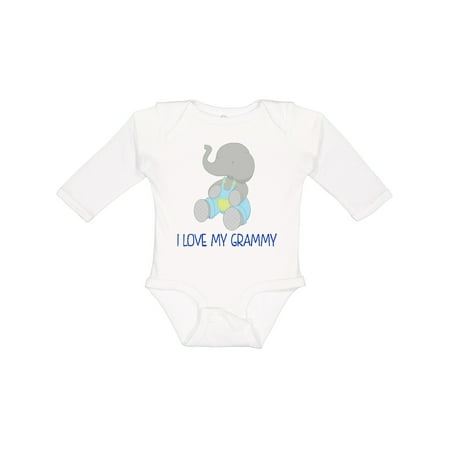

Inktastic I Love My Grammy Elephant Gift Baby Boy or Baby Girl Long Sleeve Bodysuit