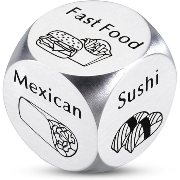 Gifts for Men Women - Steel Food Decision Dice Funny Gifts for Him Her Couple Girlfriend Boyfriend Husband Wife Friends Christmas Stocking Stuffers Anniversary Valentines Birthday Wedding Fathers Day