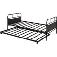 thumbnail image 3 of Harper & Bright Designs Twin Size Metal Daybed Platform Bed Frame with Trundle, Black, 3 of 6