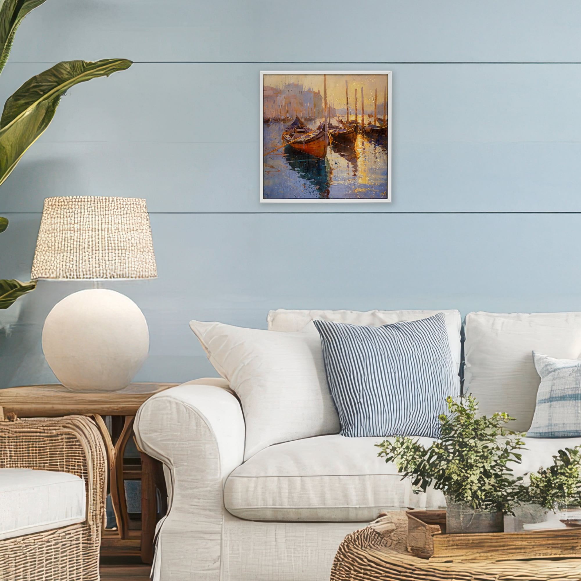 Stupell Industries Speckled Venice Boats White Framed Giclee Art, design by Marta Wiley