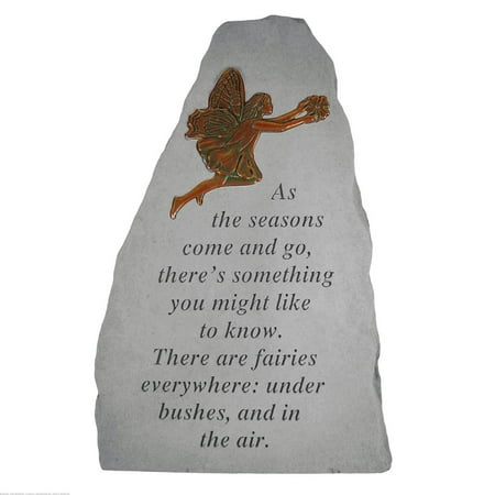 FindingKing KayBerry Cast Stone Garden Accent Marker As the seasons come with metal fairy