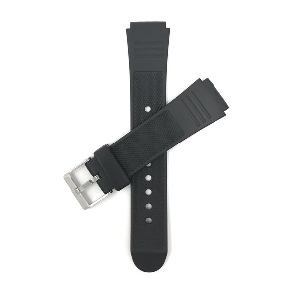 Bandini 20mm Black Rubber Sports Watch Band Strap, Tread, Ribbed, 2 Spring Bars Included
