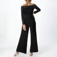 thumbnail image 2 of Yuanlong Womens Pants Lace Off The Shoulder Straight Wide-Leg Jumpsuit Trousers Party Gatherings Elegant Flowy Playsuits, 2 of 8