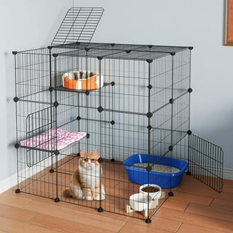 3-Tier Metal Wire Cat Cage - Foldable Kennel, Pet House, DIY Furniture