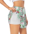 thumbnail image 2 of Bixox Women's Bunny And Rose pattern 2 in 1 Running Shorts - Lightweight Athletic Workout Gym Yoga Shorts Liner with Pockets - Small, 2 of 7