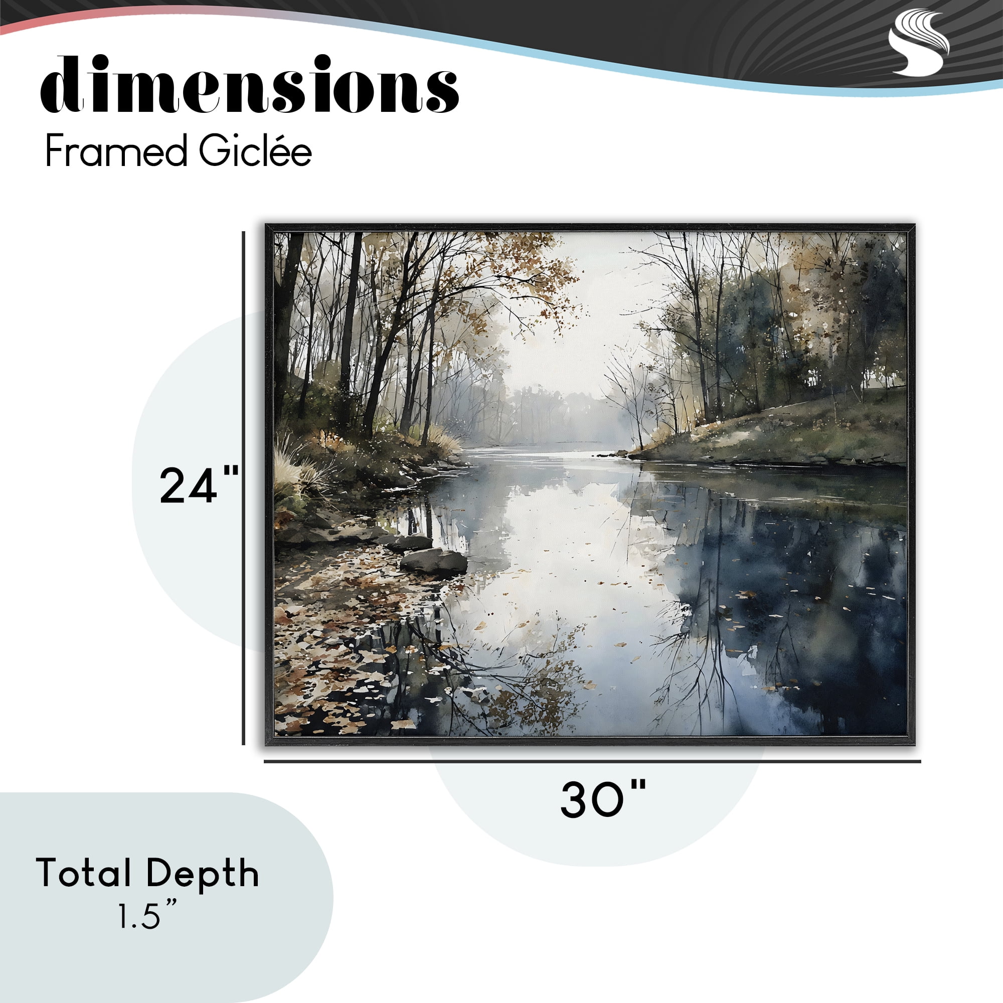 Stupell Industries Fall Lake Reflection Black Framed Giclee Art, design by Franklyn Gregory