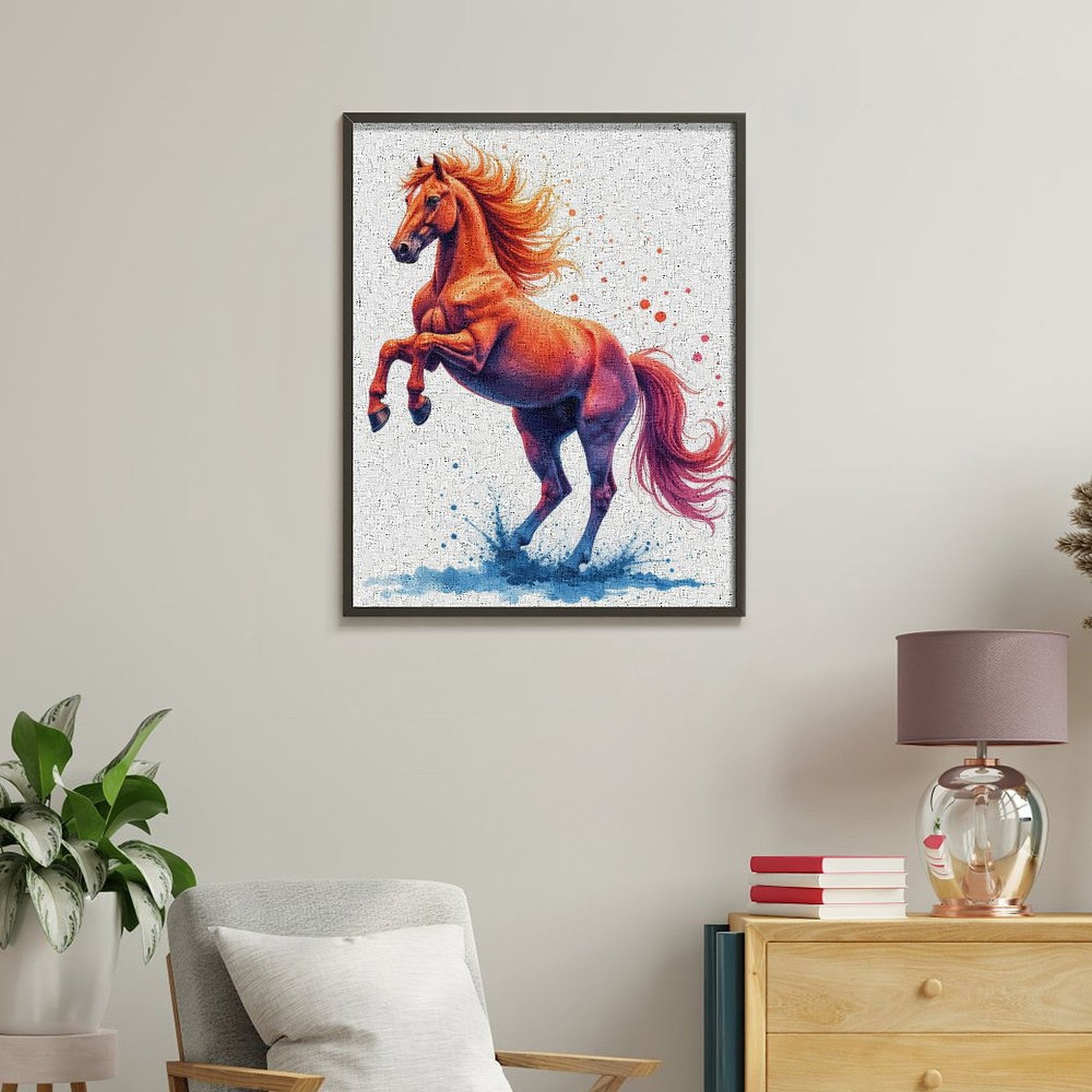 Paint By Numbers Kit for Adults Beginner - DIY Fiery Majestic Horse Art Splash Canvas Painting Kits for Adults, Frameless Paint By Number for Adults for Home Wall Decor 16x20 Inch