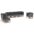 thumbnail image 1 of vidaXL 8 Piece Garden Lounge Set Poly Rattan and Eucalyptus Wood Grey, 1 of 5