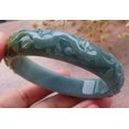 thumbnail image 2 of Icy Green Yellow Natural A JADE Jadeite Bird Phoenix Flower Bangle Bracelet 59 mm 680044 TN, 2 of 12