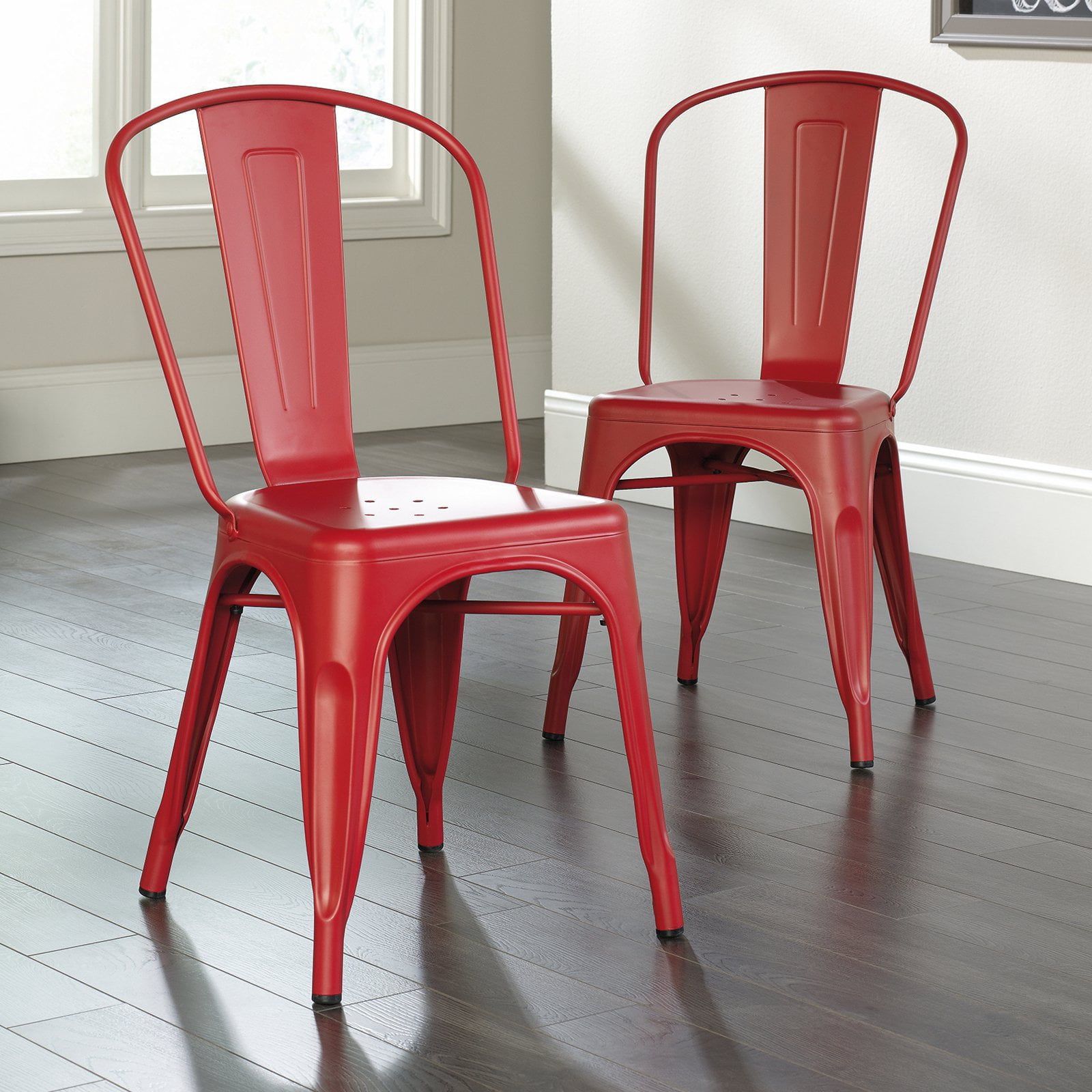 Sauder New Grange Metal Dining Chairs, Set of 2, Red Finish Walmart