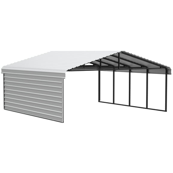 Arrow 20 x 20 x 7 ft Eggshell Carport With 1 Side Wall Kit